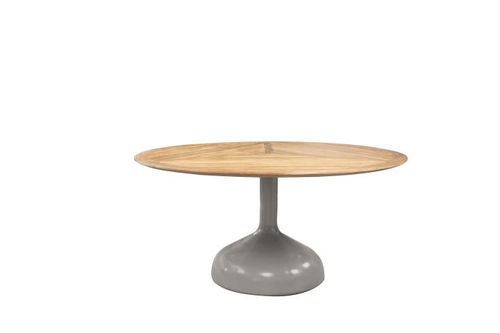 Glaze matbord Ø 144 cm - taupe/teak