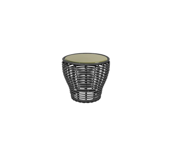Basket soffbord liten - graphite/green glazed lava stone