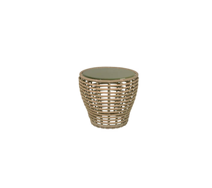 Basket soffbord liten - natural/green glazed lava stone