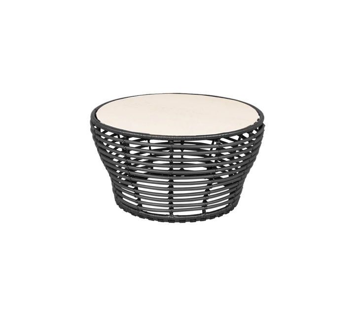 Basket soffbord mellan - graphite/travertine look ceramic