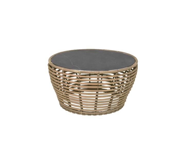Basket soffbord mellan - natural/fossil black ceramic