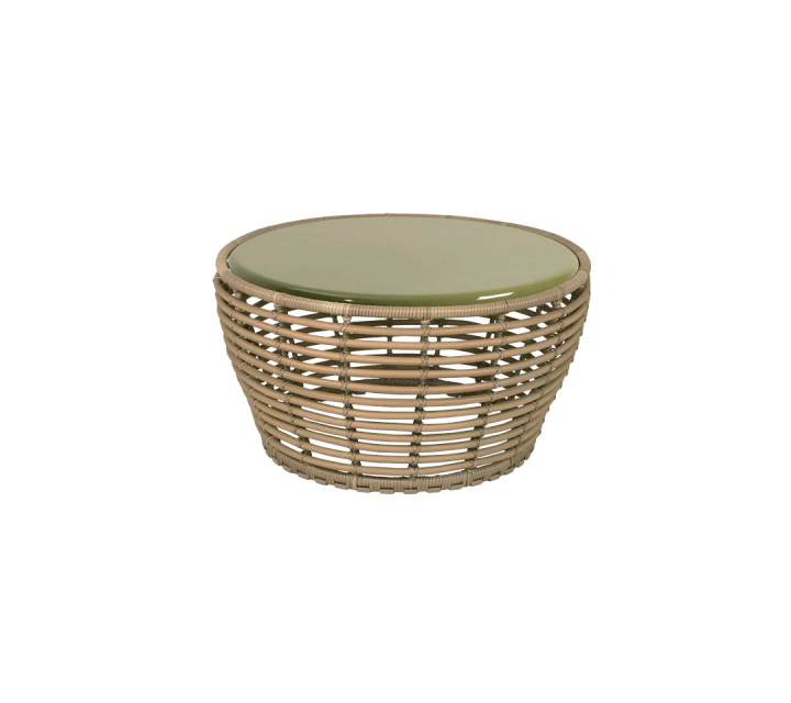 Basket soffbord mellan - natural/green glazed lava stone