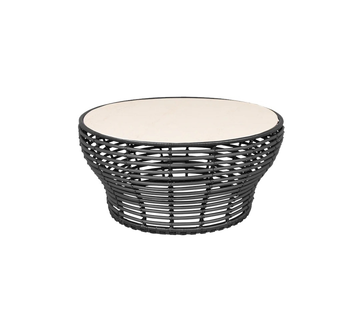 Basket soffbord stor - graphite/travertine look ceramic