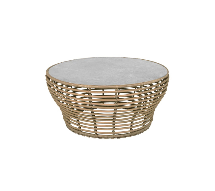 Basket soffbord stor - natural/fossil grey ceramic