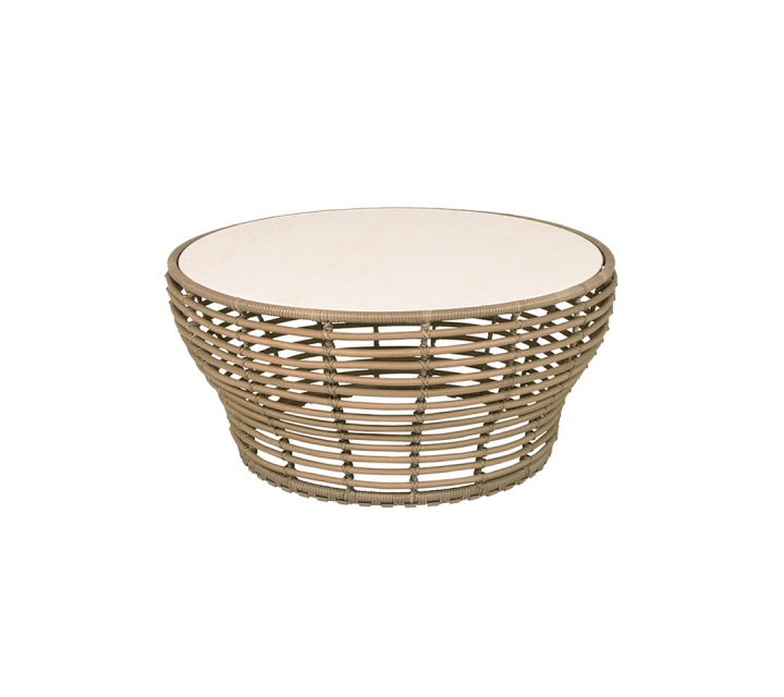 Basket soffbord stor - natural/travertine look ceramic