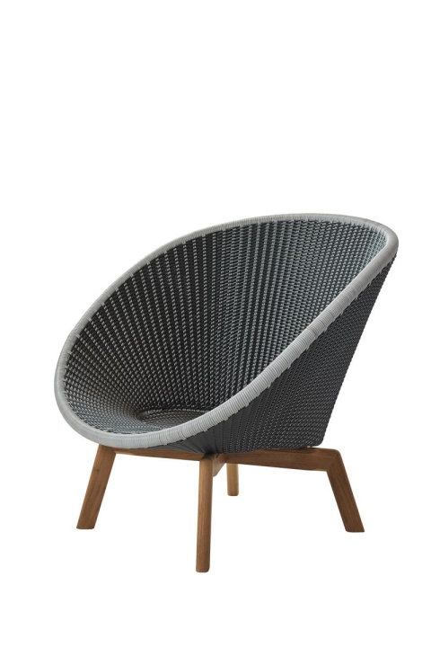 Peacock loungefåtölj Weave - grey/light grey/teak