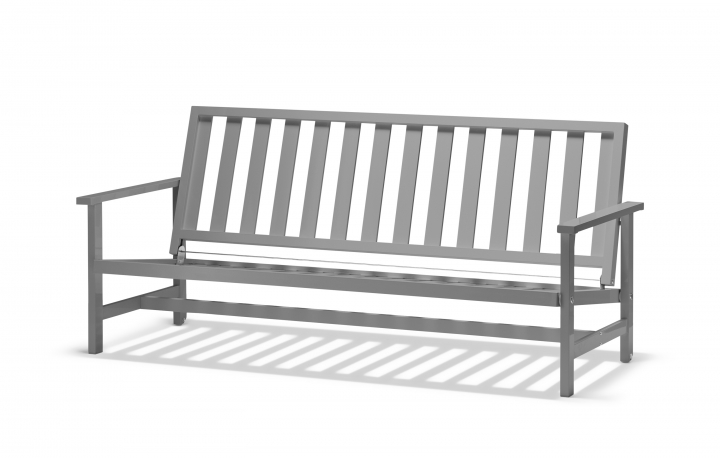 Soffa 3-sits aluminium - grå