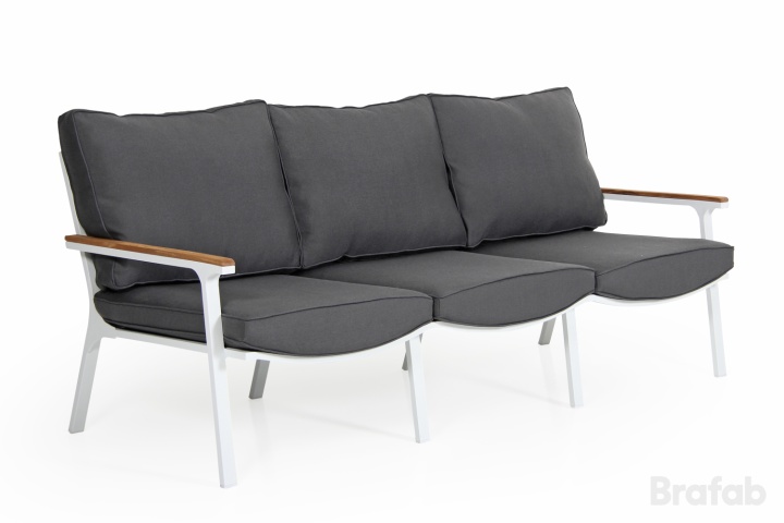 Olivet 3-sits soffa - vit/grå dyna i gruppen Utemöbler / Grupper / Loungemoduler / 3-sits soffor - Loungemoduler hos Sommarboden i Höllviken AB (8123-5-79)