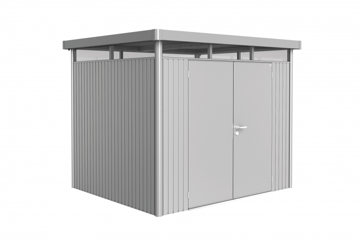 HighLine trädgårdsskjul H3 dubbeldörr - metallic silver