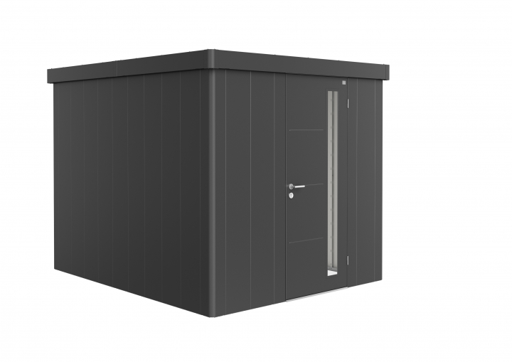 Neo trädgårdsskjul 3B standarddörr - metallic mörkgrå