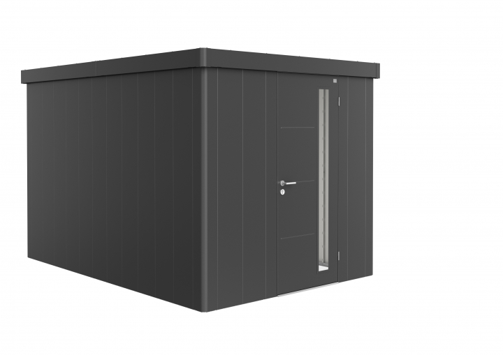 Neo trädgårdsskjul 4B standarddörr - metallic mörkgrå
