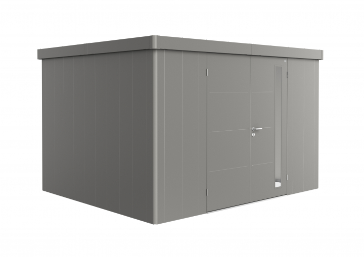 Neo trädgårdsskjul 3D dubbeldörr - metallic kvarts-grå