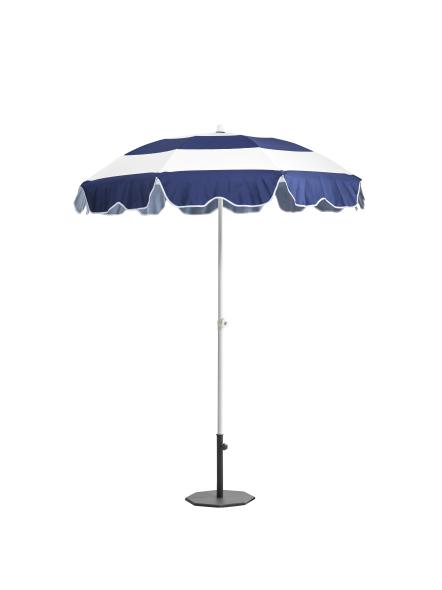 Follina push-up parasoll Ø 1,8 m - shiny white/blue/white stripe