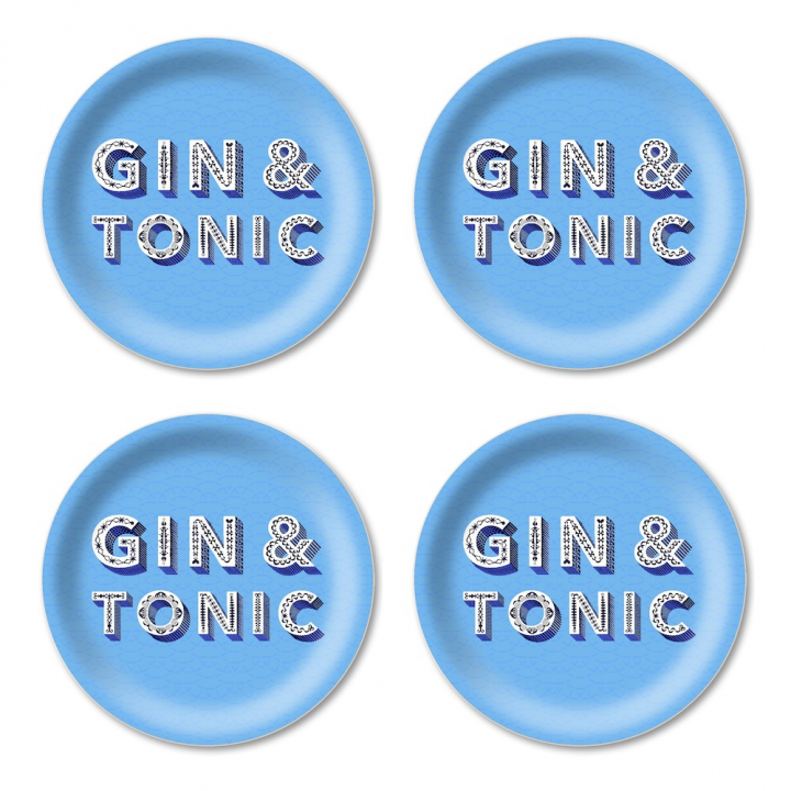 Gin & Tonic glasunderlägg Ø 11 cm - sky blue