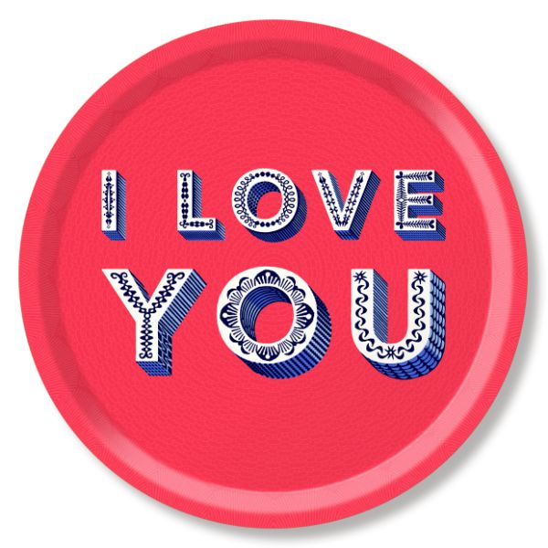 I Love You Bricka Ø 39 Cm - Strawberry Red