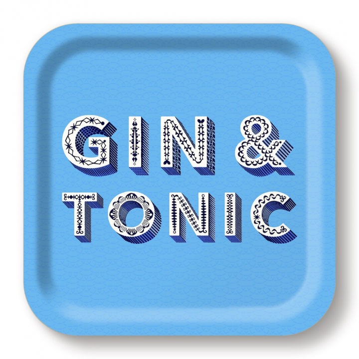 Gin & Tonic bricka 20x20 cm - sky blue