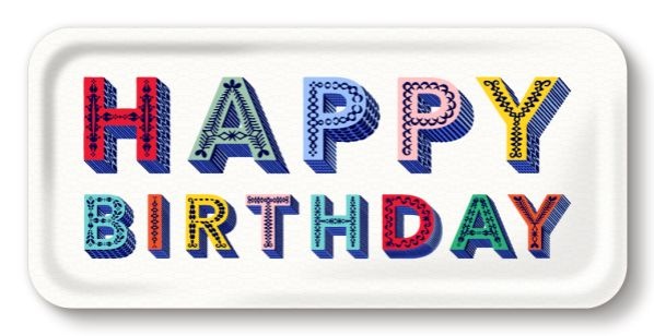 Happy Birthday Bricka 32x15 Cm - Multi
