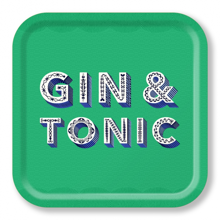 Gin & Tonic bricka 32x32 cm - green