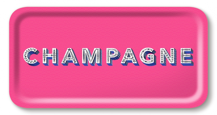 Champagne bricka 43x22 cm - bright pink