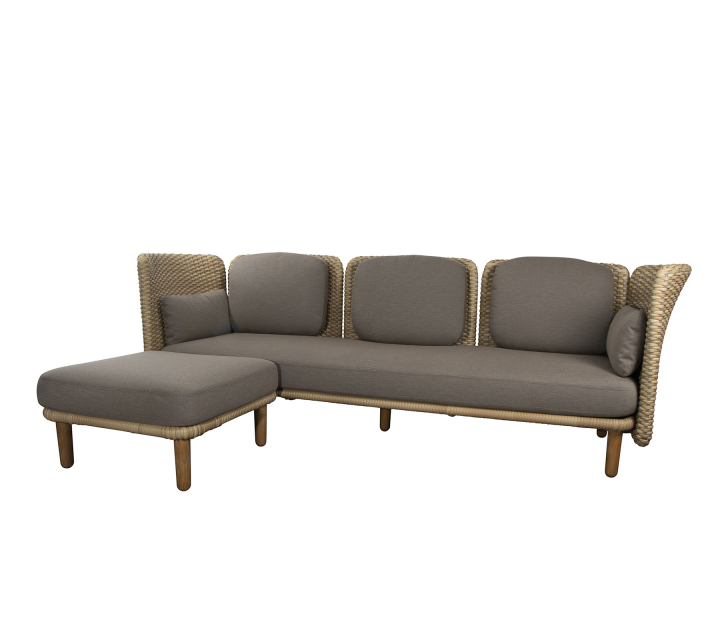 Arch 3-sits soffa med lågt arm/ryggstöd & schäslong - natur/taupe