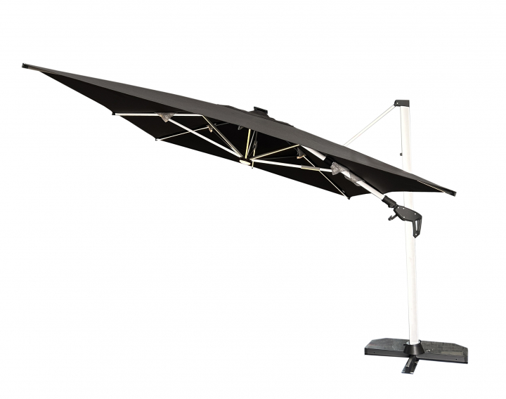 Robelina LED frihängande parasoll 3x4 m - silver/svart