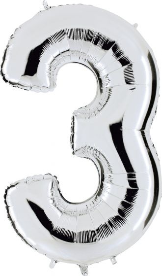 Ballongsiffror Silver 0 Till 9 Inkl. Helium - 3