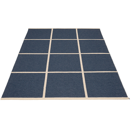 Criss matta, 180 x 260 cm - dark blue/cream/cream edge