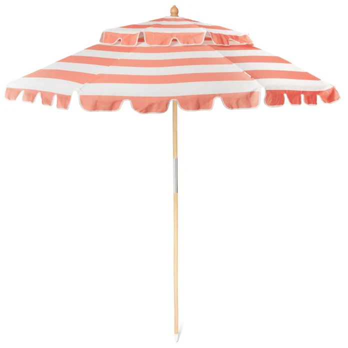 Charrete parasoll Ø 2,2 m - retro stripe coral
