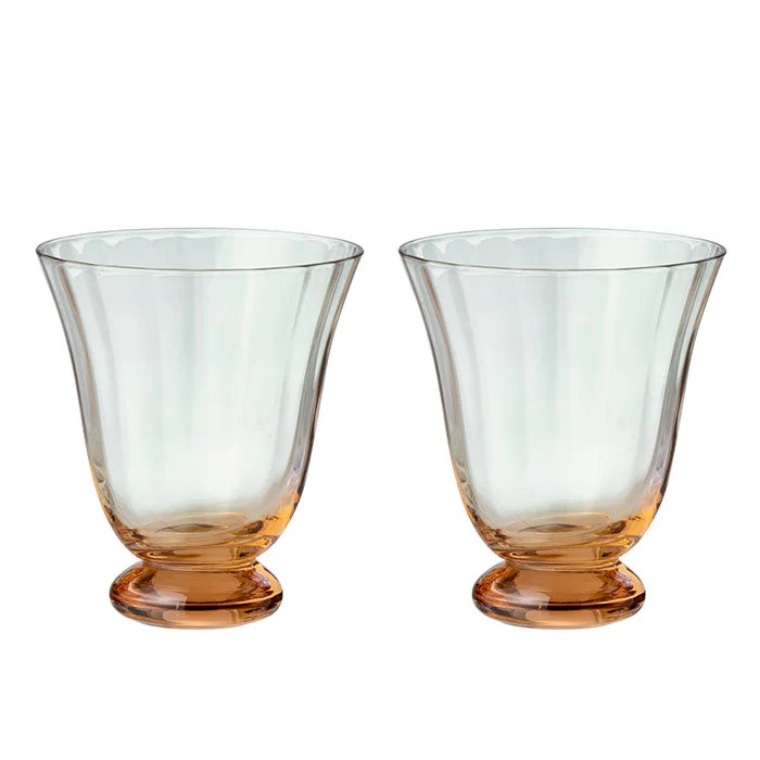 Water Glass, 2 - Pack - Trellis Peach