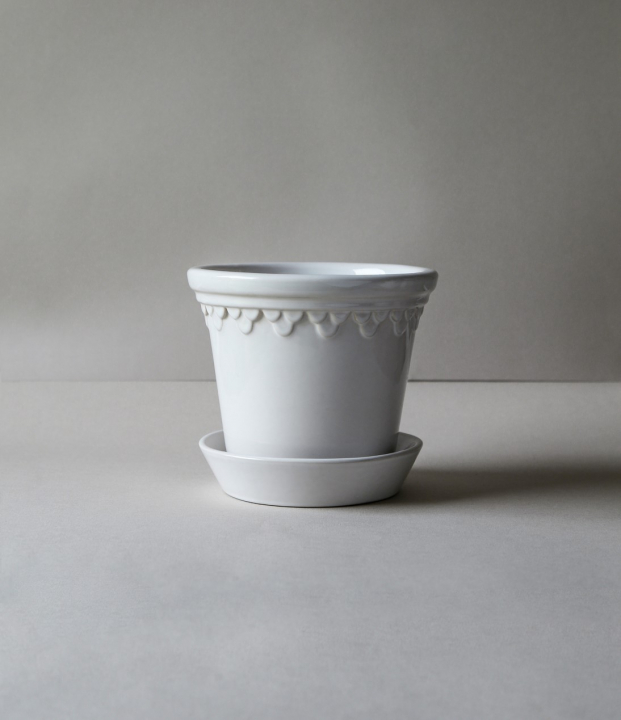 Köpenhamn kruka glaserad, Ø 21 H22 cm - mineral white