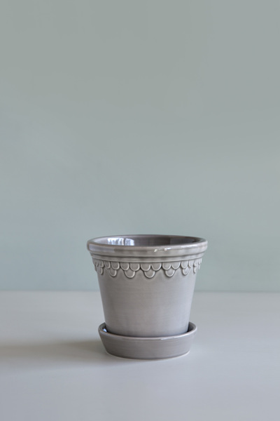Köpenhamn kruka glaserad, Ø 14 H12 cm - pearl grey