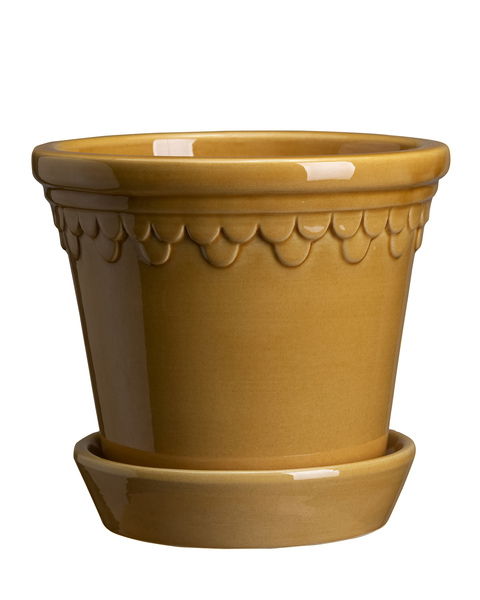 Köpenhamn Kruka Glaserad, Ø 12 H13 Cm - Amber Yellow