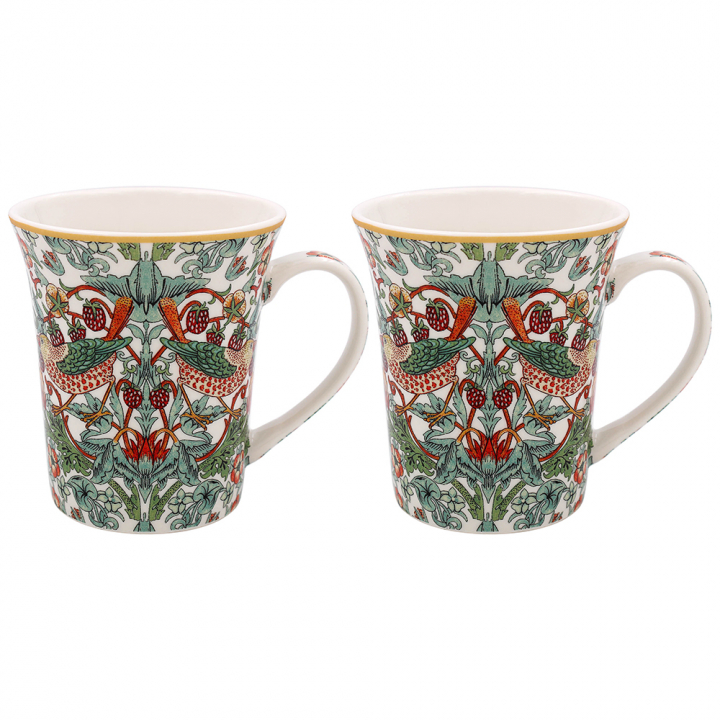 White Strawberry Thief muggar, 2-pack
