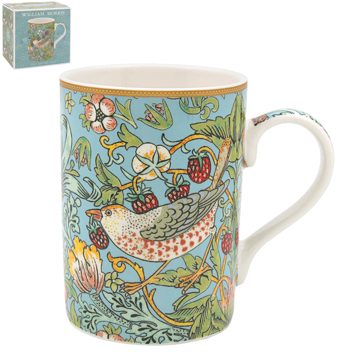 Teal Strawberry Thief mugg