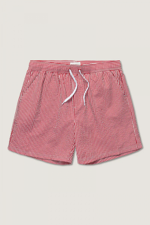 Seersucker badshorts, M - red/white