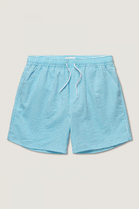 Seersucker badshorts, XXL - blue/white