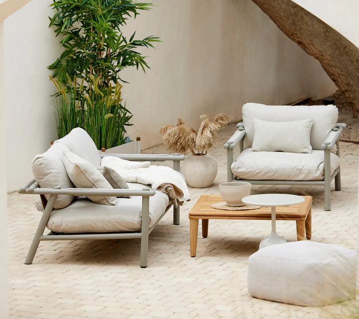 Sticks loungefåtölj, taupe - flera val av dyna