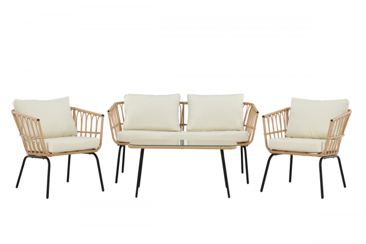 Ortigia soffgrupp - black/nature rattan