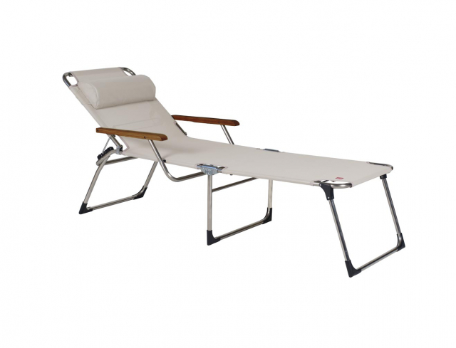 Amigo tx alu solsäng m armstöd i björk - whitebeige