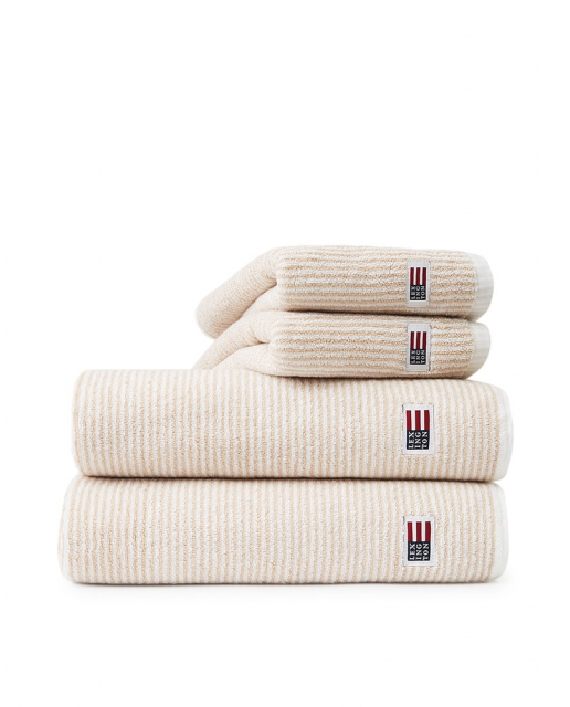 Handdukar flera storlekar - white/tan striped