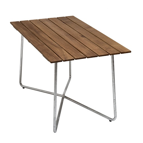 DEMOEX - Bord B25A 120 - obehandlad teak/varmförzinkat stativ