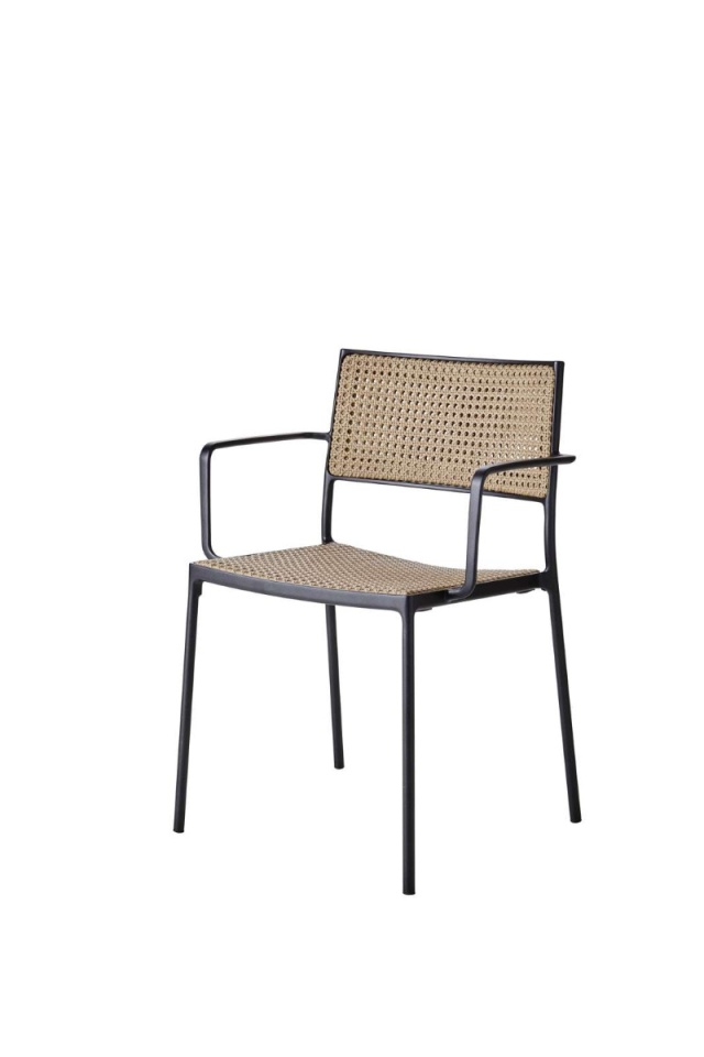 Less stol m/armstöd stapelbar - lava grey