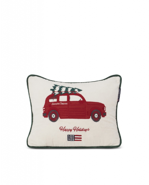 Holiday Car Organic Cotton Velvet kuddfodral - white/red multi