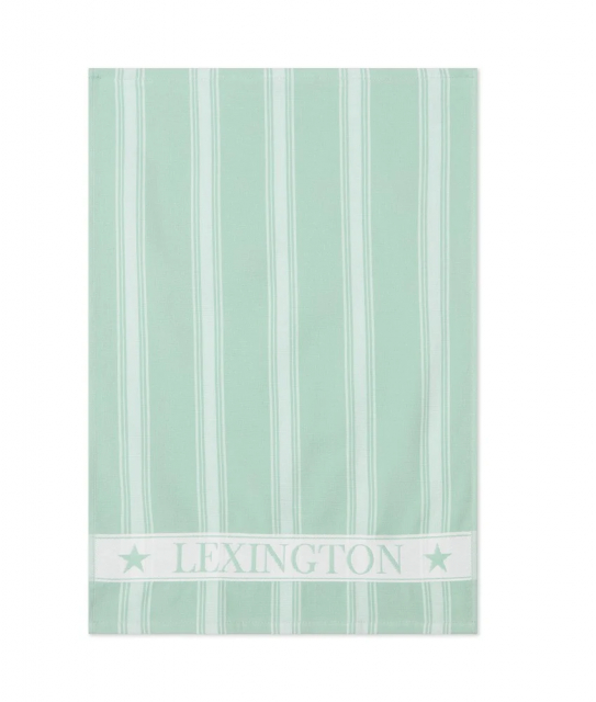 Ekologisk bomullsfrotté kökshandduk - green/white