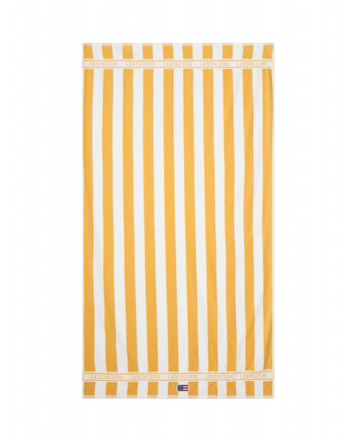 Block Striped strandhandduk - yellow/white