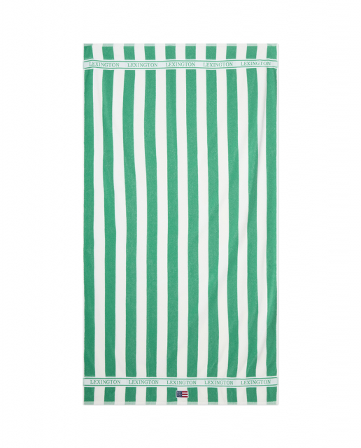 Block Striped strandhandduk - green/white