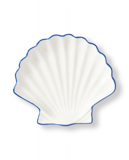 Shell fat i stengods, small - white/blue