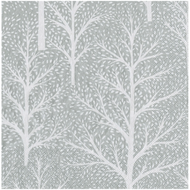 Winter Trees Silver & White  servetter, 20-pack