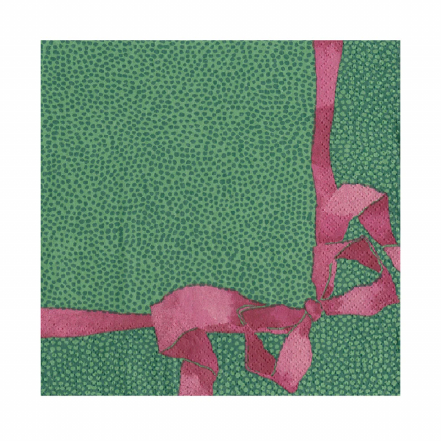 Tied With A Bow Green & Plum servetter, 20-pack