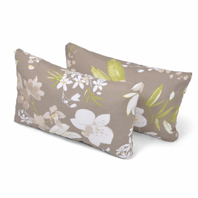 Sidokuddar flock, par - beige botanical